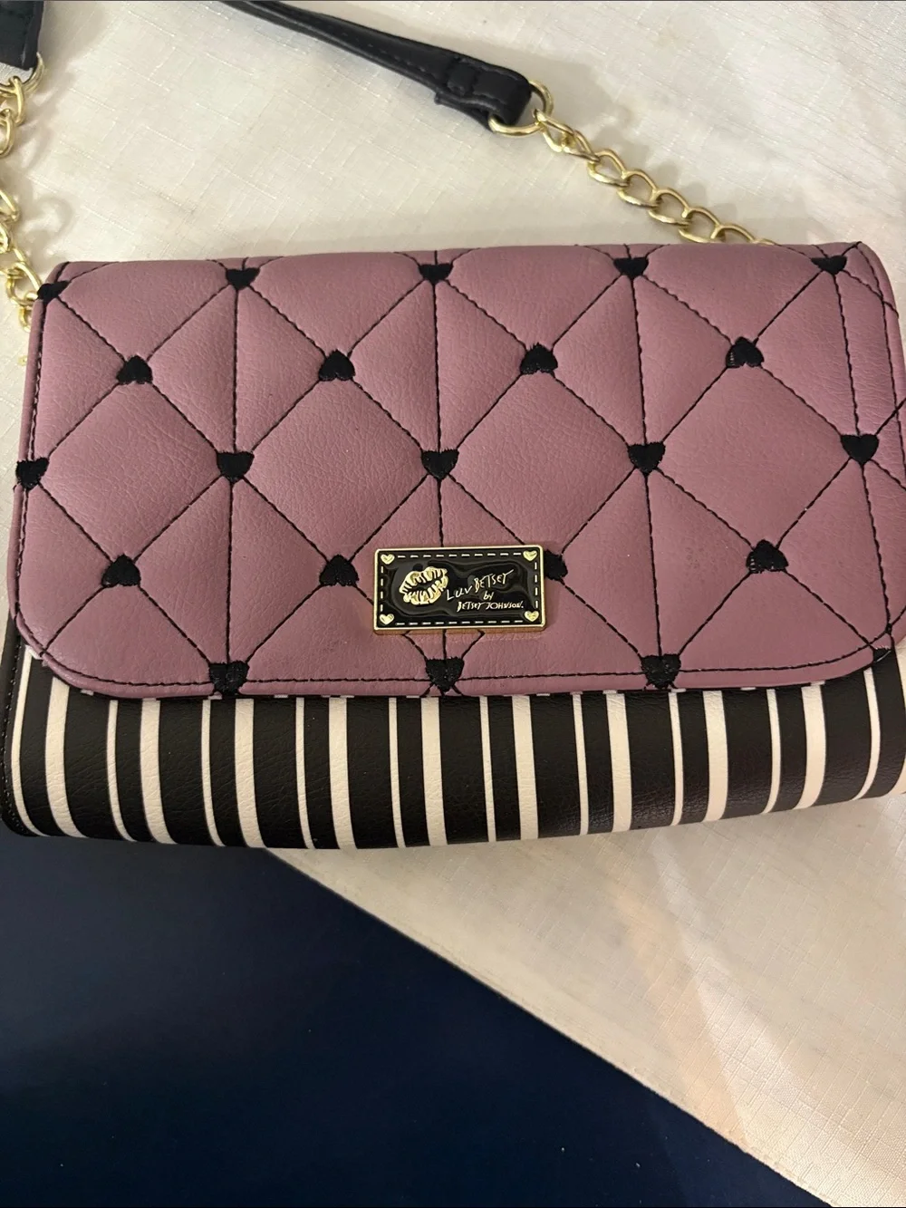 LUV Betsey by Betsey Johnson quilted heart flap crossbody bag NWOT